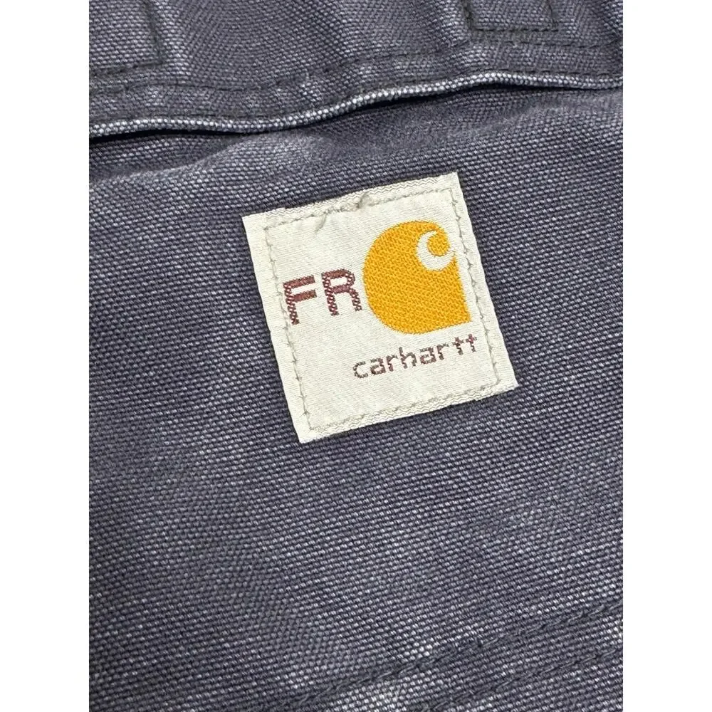 Vintage Carhartt Flame Resistant Large Reg Navy Blue Traditional Coat Distressed